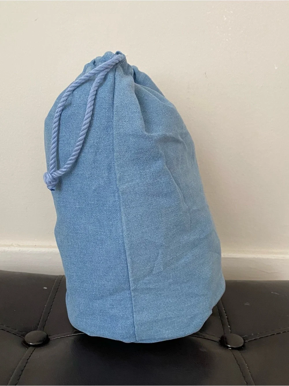 New Chanel Beauty GWP Light Blue Denim Drawstring Pouch Makeup Cosmetic Bag